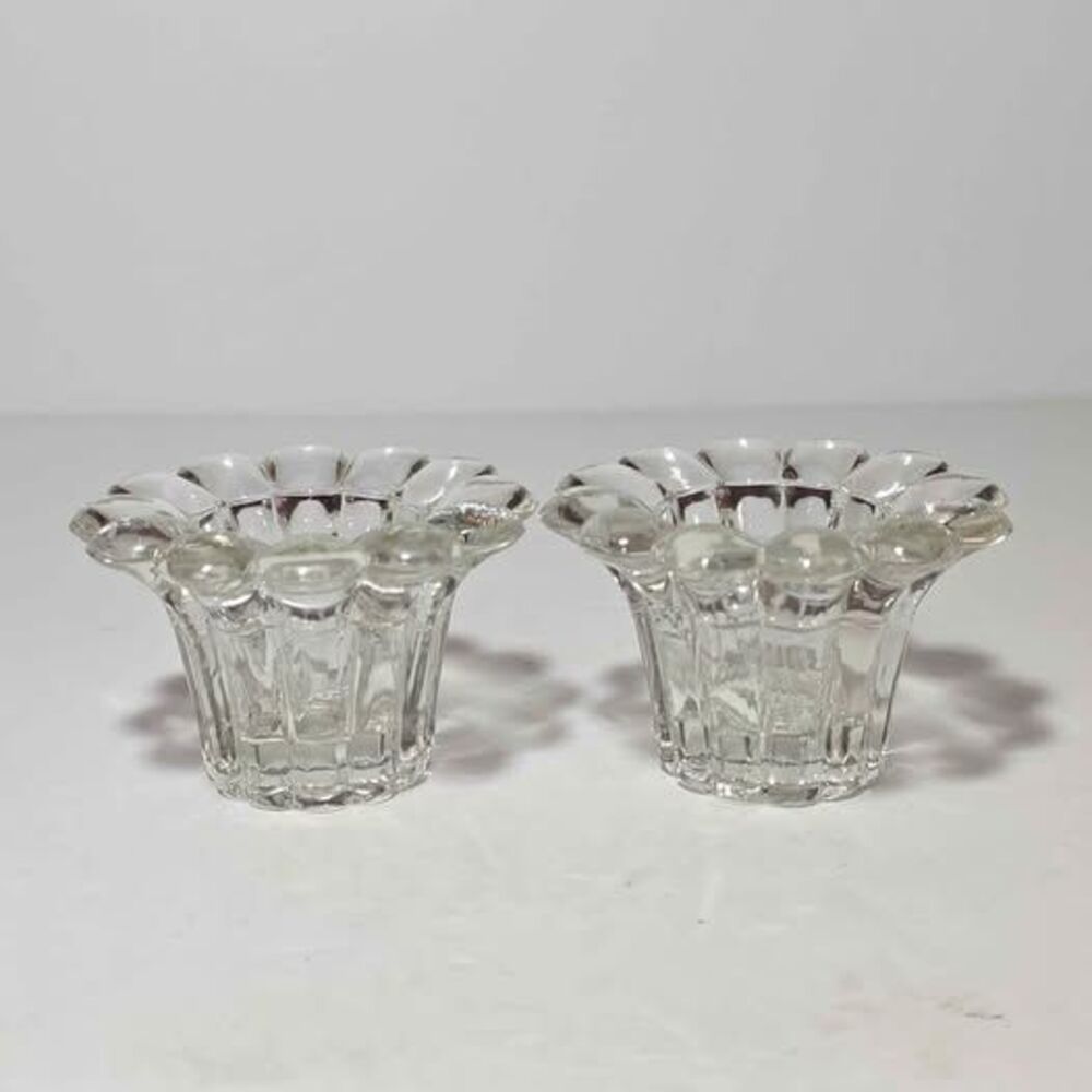 2 Glass Candle Holders Vintage